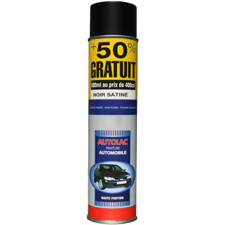 autolac aerosol peinture noir satine 600 ml