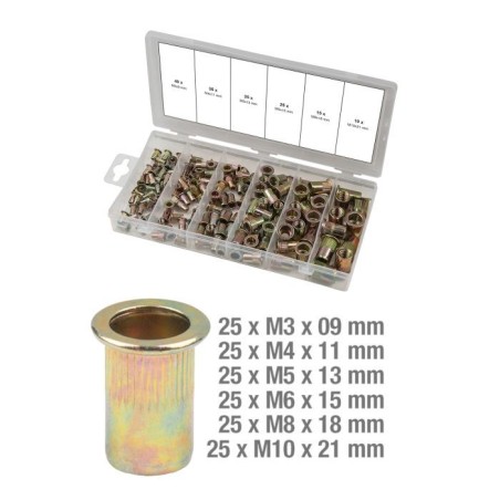 assortiment d'inserts taraudes acier 150 pieces
