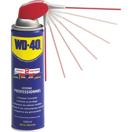 degrippant multifonctions wd40 avec tete 2 jets - 500 ml