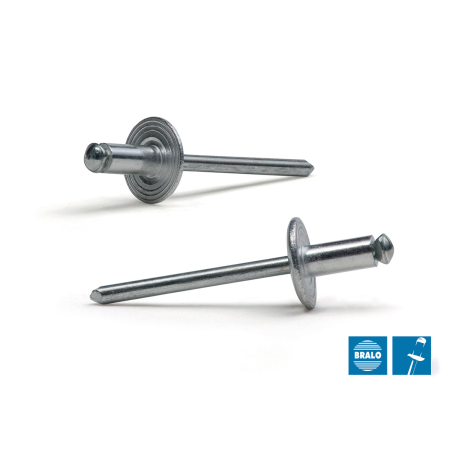 rivet eclate alu par acier 4,8 x 30 tete large bte 150
